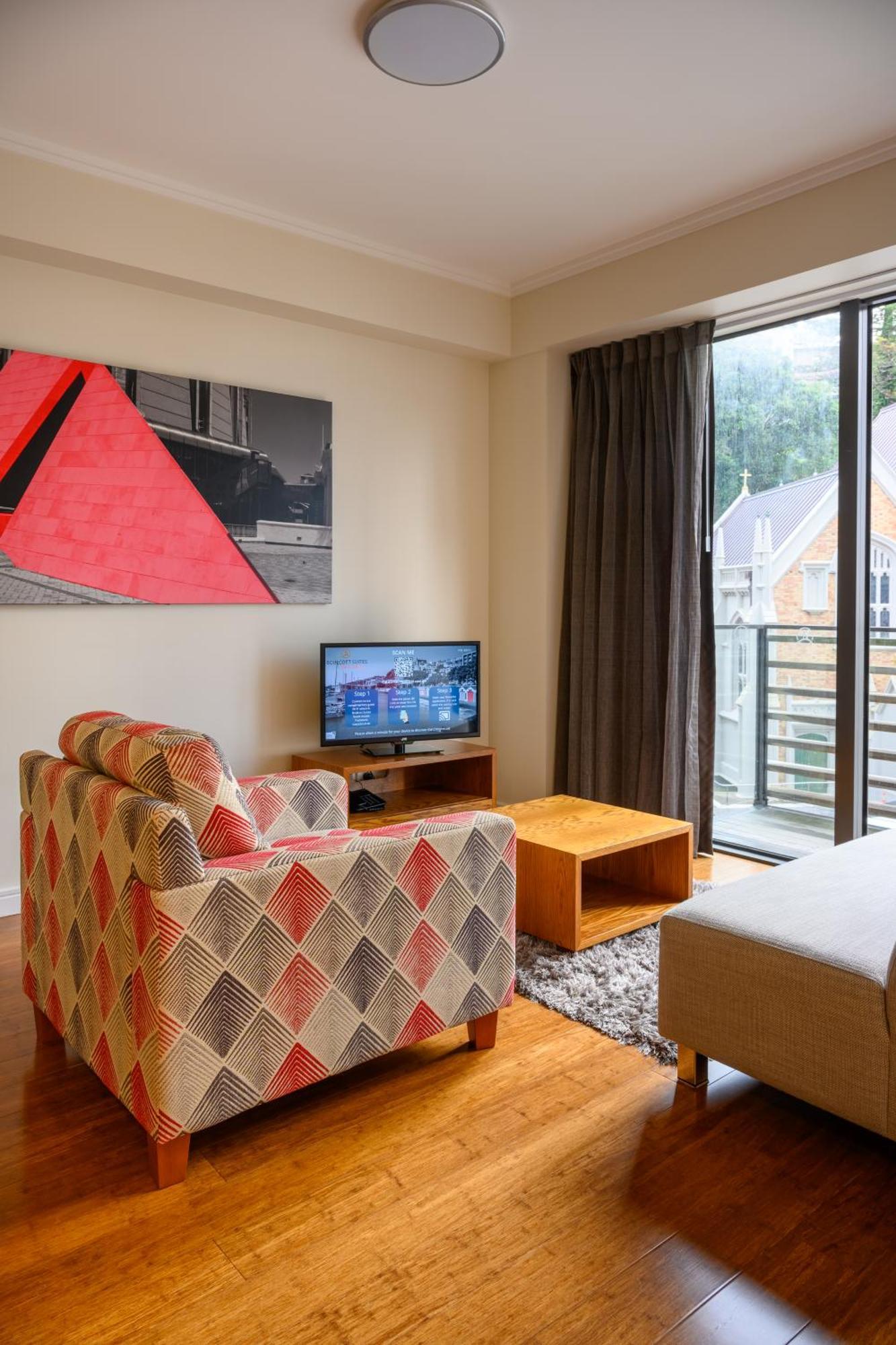 Boulcott Suites Wellington Exterior foto A living room in a typical apartment
